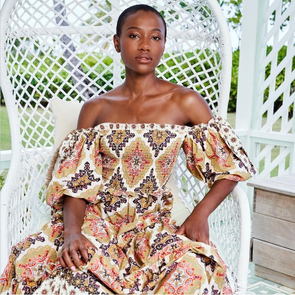 Cara Cara Tie-Detailed Cotton-Voile Dress with Shirred Bodice & Ruffled Skirt - Picture 6 of 10